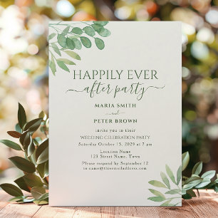 Eucalyptus Happily Ever After Wedding Reception Invitation