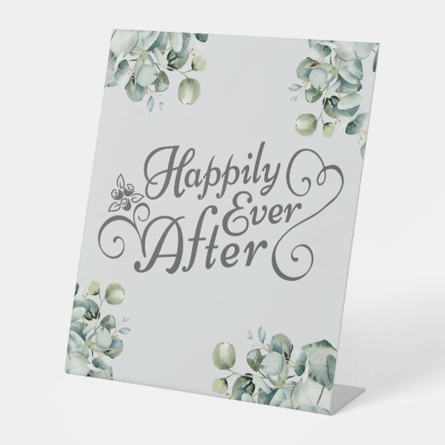 Eucalyptus Happily Ever After Wedding Sign (Front)