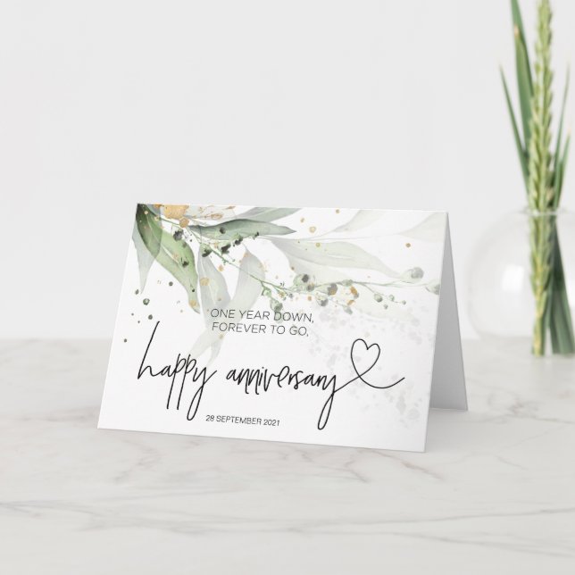Eucalyptus Happy 1st Anniversary for Husband Card (Front)