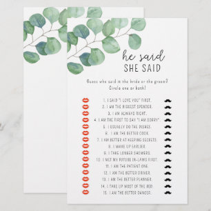 Eucalyptus - He said she said bridal shower game