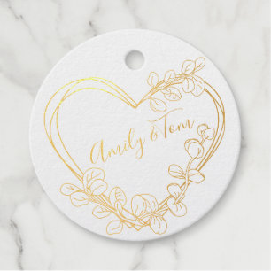 Eucalyptus hearts wreath personalised text favour tags