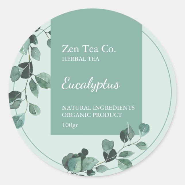 Eucalyptus Herbal Tea Business Label (Front)