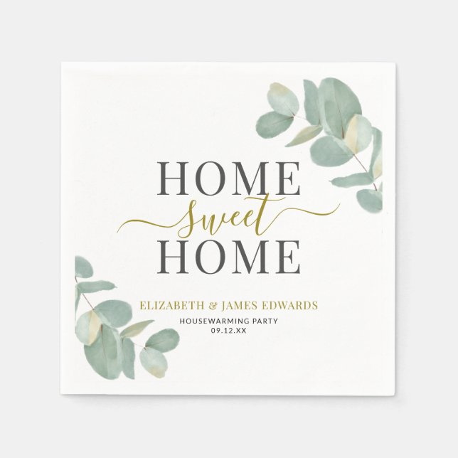 Eucalyptus Home Sweet Home Housewarming Party Napkin (Front)