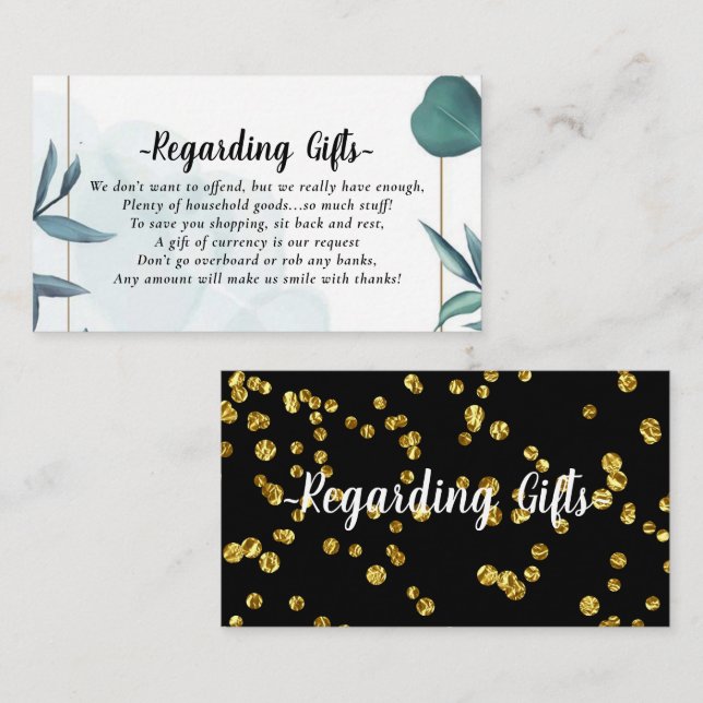 Eucalyptus Honeymoon Donations Fund Cards (Front/Back)