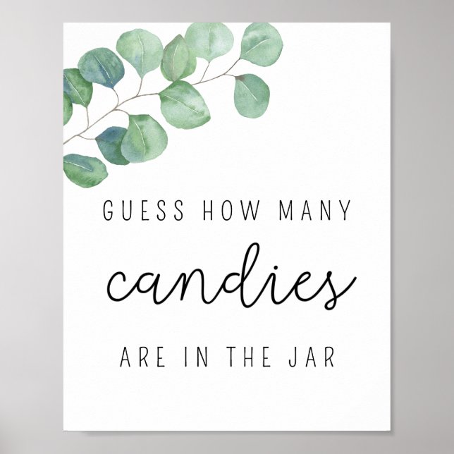 Eucalyptus - How many candies baby shower game Poster (Front)
