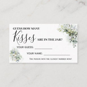 Eucalyptus How Many Kisses Bridal Shower Game card