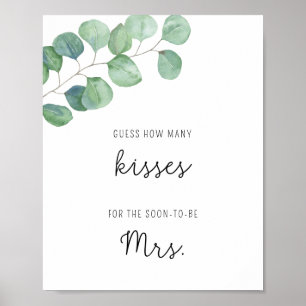 Eucalyptus - How many kisses bridal shower game Poster