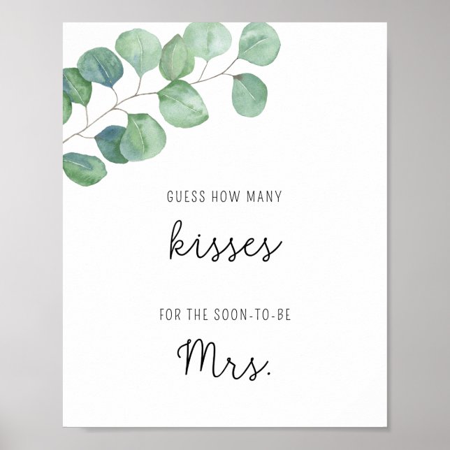 Eucalyptus - How many kisses bridal shower game Poster (Front)