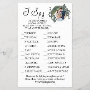 Eucalyptus I spy wedding reception game card