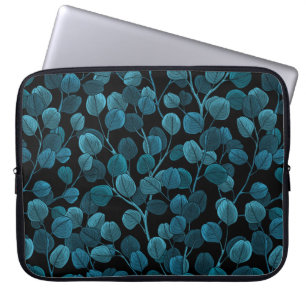 Eucalyptus in blue laptop sleeve