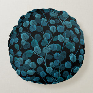 Eucalyptus in blue round cushion