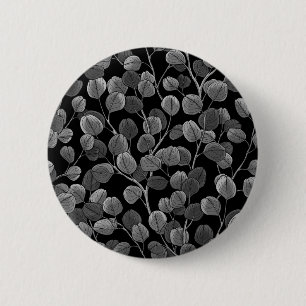 Eucalyptus in grey 6 cm round badge