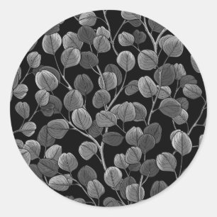 Eucalyptus in grey classic round sticker