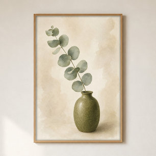 Eucalyptus in Vase Watercolour Cottagecore Poster