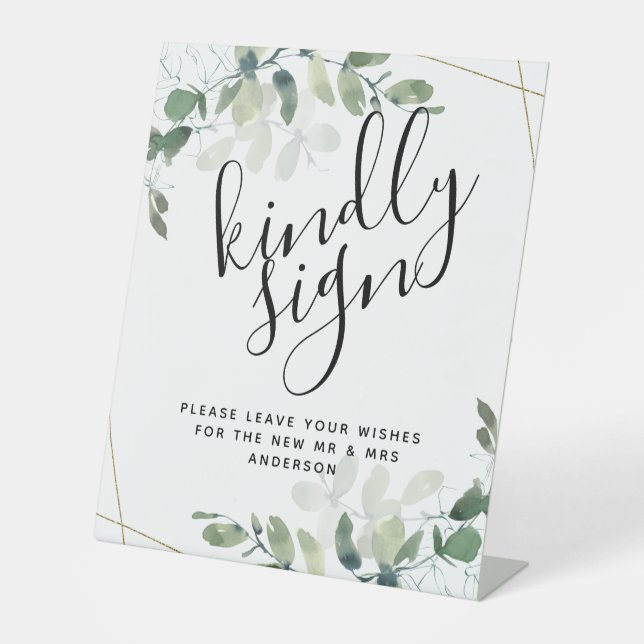 Eucalyptus Kindly Sign Wedding Guest Book (Front)