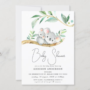 Eucalyptus Koala Bear And Joey Baby Shower Invitation