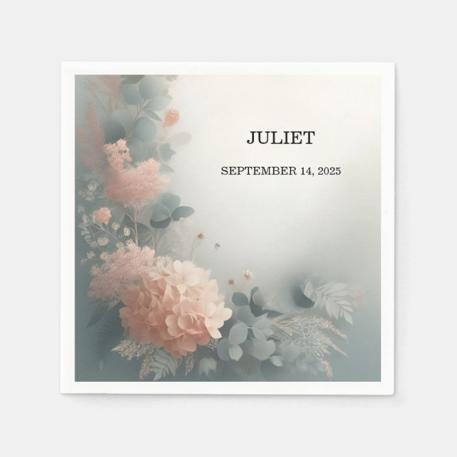 Eucalyptus Lace Tulle Dusty Blue Bridal Shower Napkin (Front)