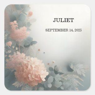 Eucalyptus Lace Tulle Dusty Blue Bridal Shower Square Sticker