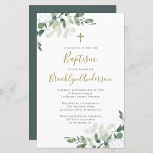 Eucalyptus Large Budget Baptism Invitation