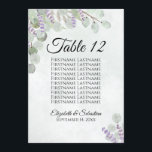 Eucalyptus & Lavender 10 Name Table Card Large<br><div class="desc">These elegant wedding table cards feature a rustic boho chic design with hand painted watercolor eucalyptus leaves and lavender flowers in shades of sage green and light purple.  The card includes a list of names so your guests will have an easy time finding the right table.</div>