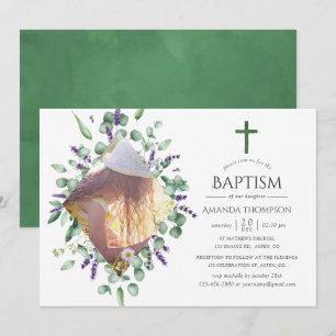 Eucalyptus Lavender Baptism or Christening Invitation