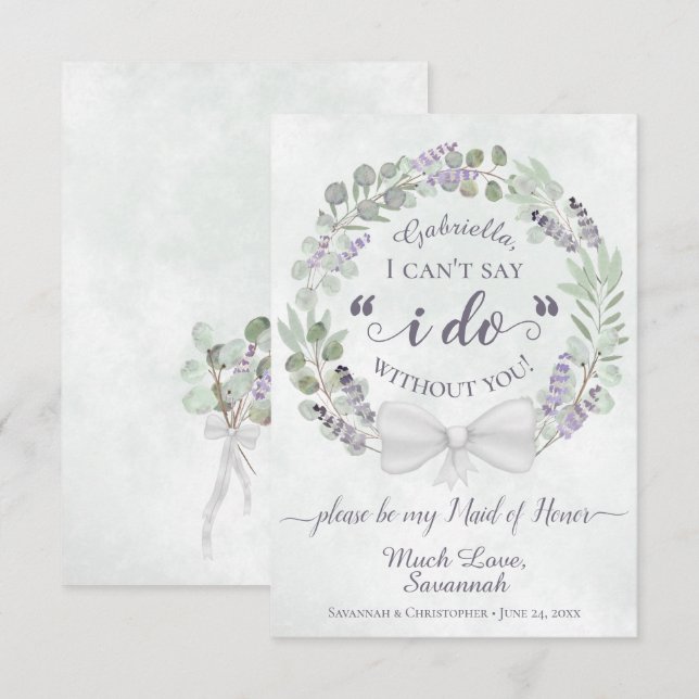 Eucalyptus & Lavender Be My Maid of Honour Card (Front/Back)
