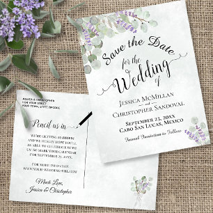 Eucalyptus & Lavender Boho Wedding Save the Date Announcement Postcard