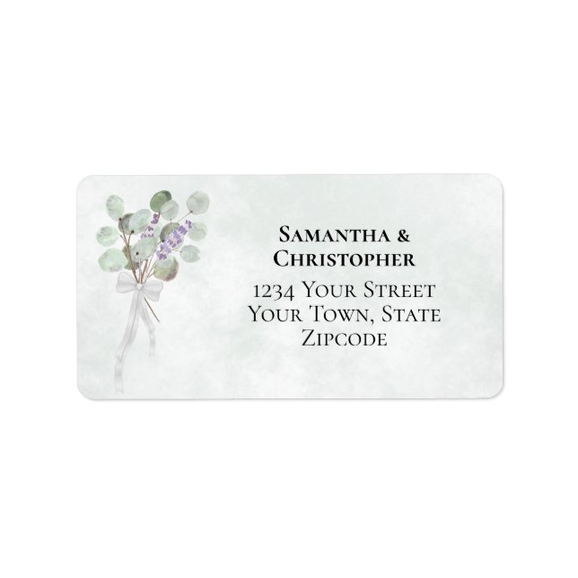 Eucalyptus & Lavender Bouquet Boho Wedding Address Label (Front)