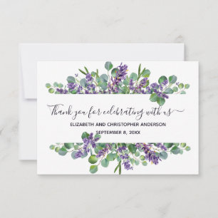 Eucalyptus Lavender Calligraphy Wedding Thank You Card