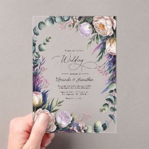 Eucalyptus, Lavender & Champagne Blush Wedding Acrylic Invitations
