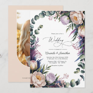 Eucalyptus, Lavender & Champagne Blush Wedding Invitation