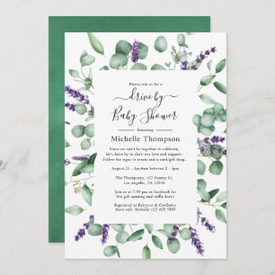Eucalyptus Lavender Drive By Bridal or Baby Shower Invitation