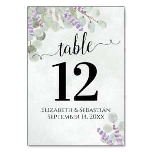 Eucalyptus & Lavender Elegant Boho Wedding Table Number