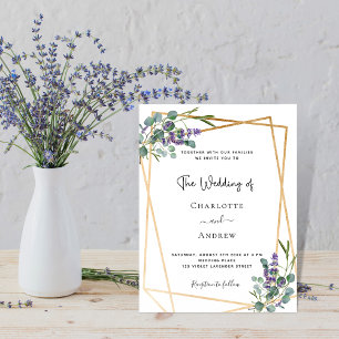 Eucalyptus lavender floral geometric wedding invitation