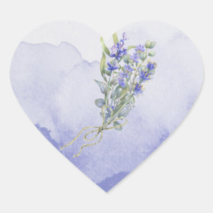 Eucalyptus Lavender Floral Heart Sticker