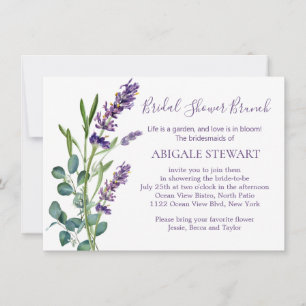 Eucalyptus Lavender Flowers Bridal Shower Invitation