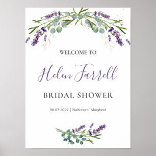 Eucalyptus Lavender Flowers Bridal Shower sign