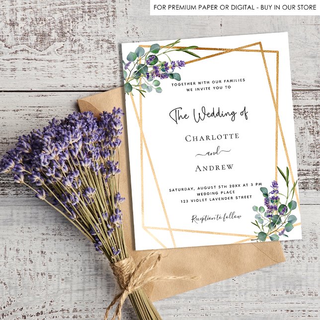 Eucalyptus lavender geo budget wedding invitation flyer (Creator Uploaded)