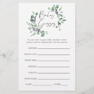 Eucalyptus Lavender Greenery Baby Shower Game