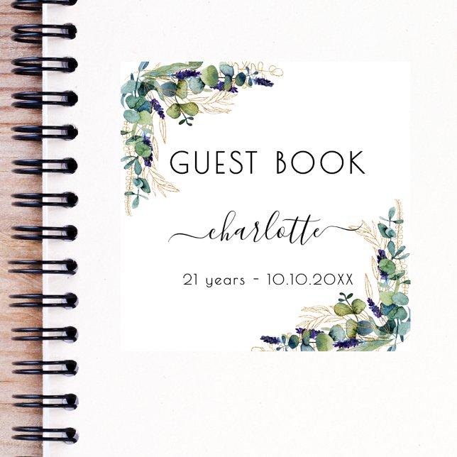 Eucalyptus lavender greenery birthday Guest Book (Creator Uploaded)