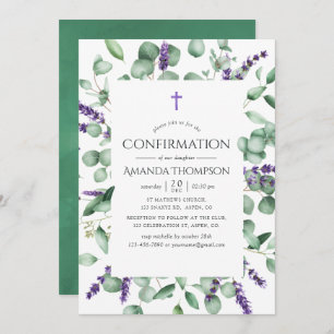 Eucalyptus Lavender Greenery Confirmation Invitation
