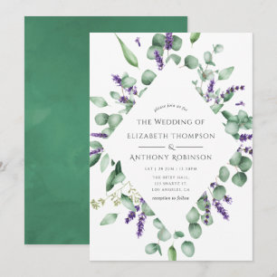 Eucalyptus Lavender Greenery Wedding Invitation