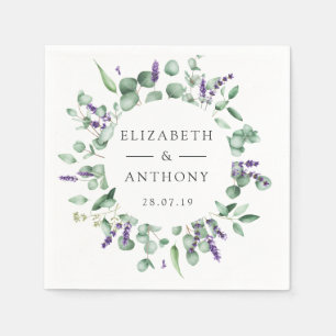 Eucalyptus Lavender Greenery Wedding Napkin