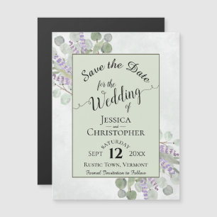 Eucalyptus & Lavender Rustic Sage Save the Date Magnetic Invitation