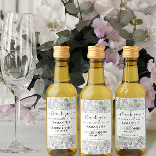 Eucalyptus Lavender Rustic Thank You Wedding Mini Wine Label