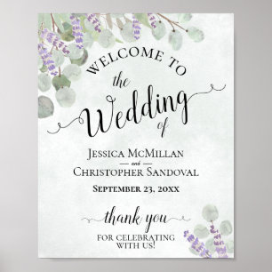 Eucalyptus & Lavender Rustic Wedding Welcome Sign