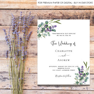 Eucalyptus lavender wedding budget invitation flyer