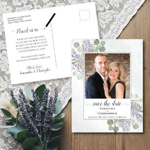 Eucalyptus & Lavender Wedding Save the Date Photo Announcement Postcard
