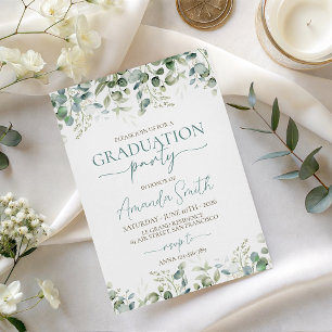 Eucalyptus Leaf Border Graduation Invite