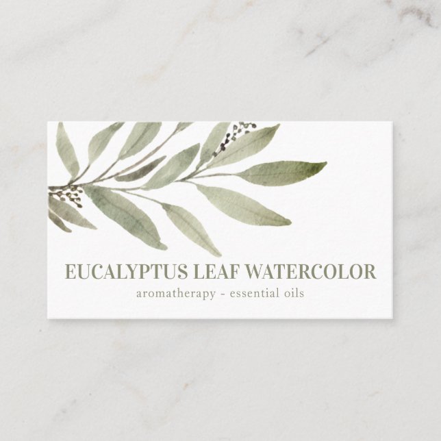 Eucalyptus Leaf Flower Essential Oils Botanical Business Card (Front)
